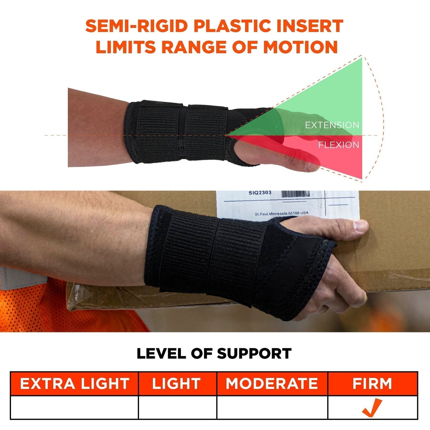 Black Wrist Support - Ergodyne - Comfortable Brace