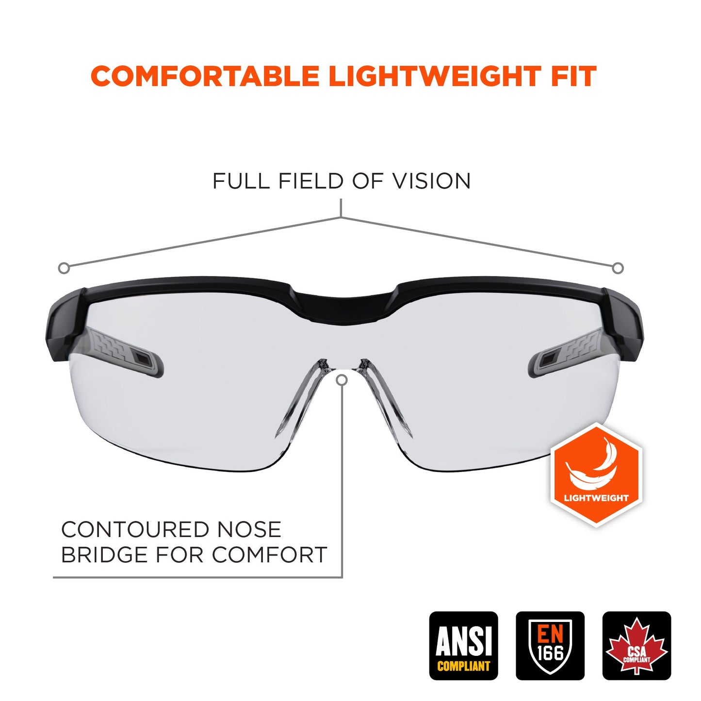 Clear Lens Glasses - Ergodyne - Impact-Resistant Design