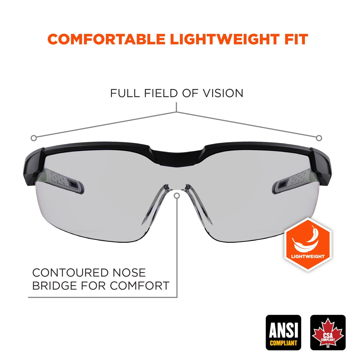 Clear Lens Glasses - Ergodyne - Impact-Resistant Design