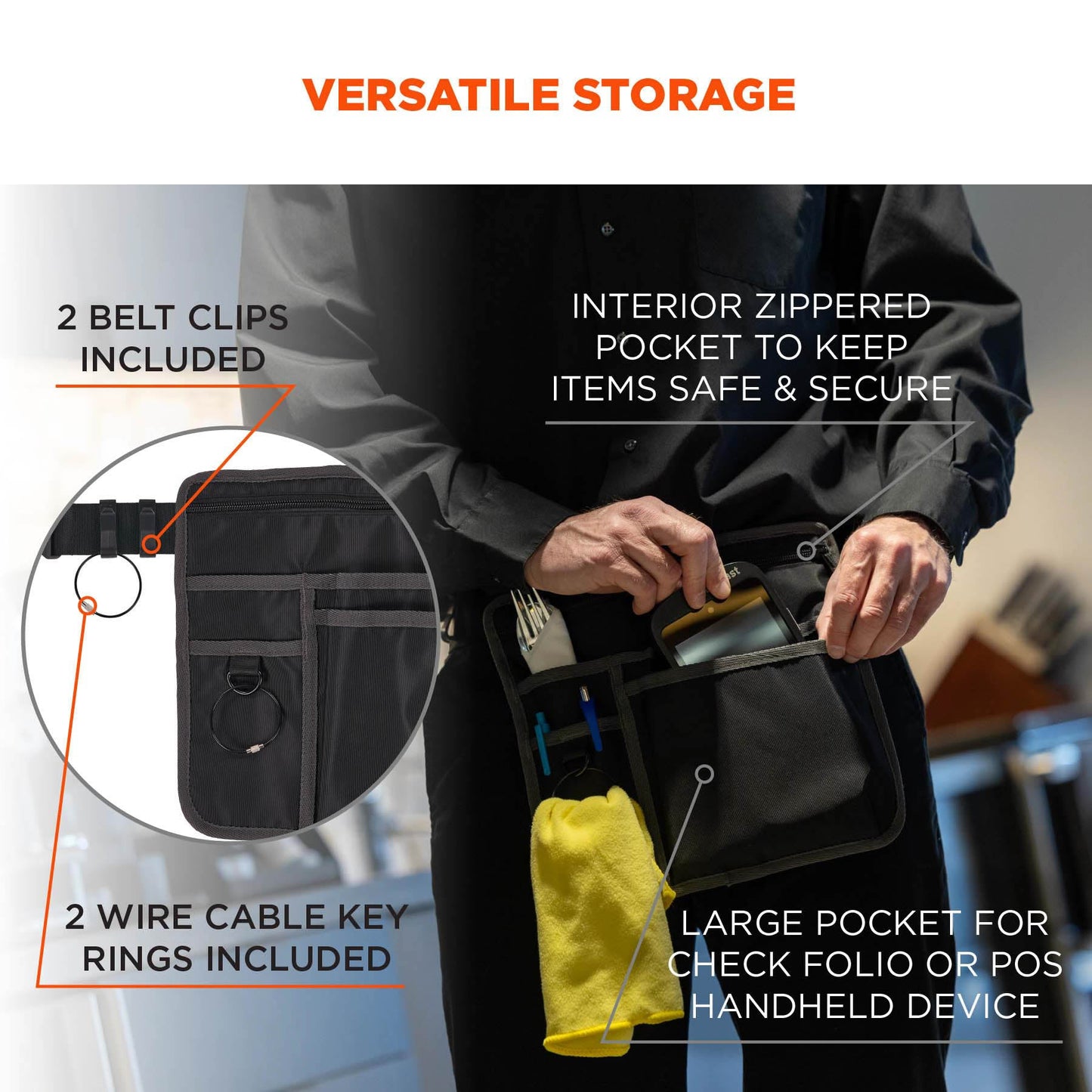 Black Aprons - Ergodyne - Durable Server Pouch