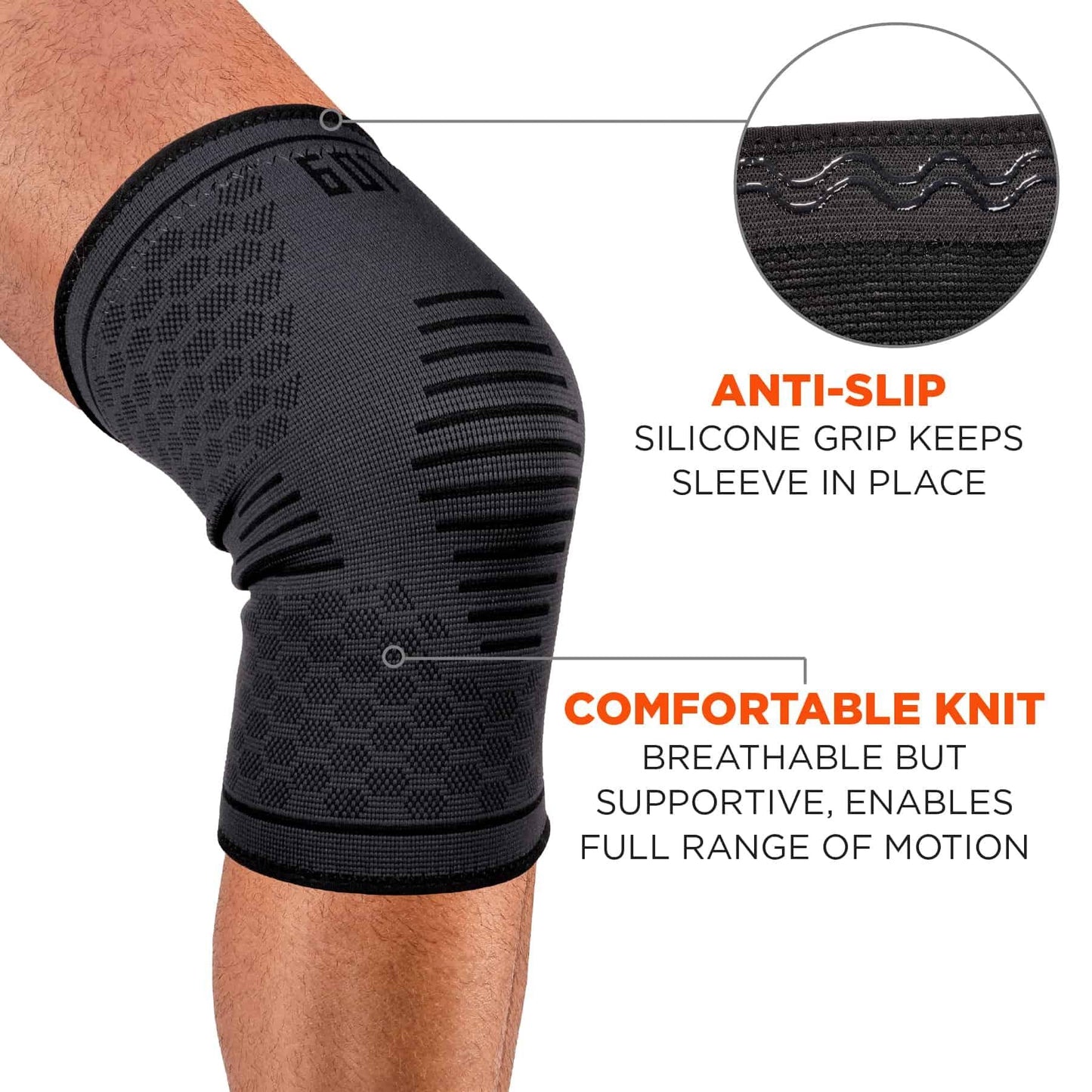 Black Knee Sleeves - Ergodyne - Compression Support
