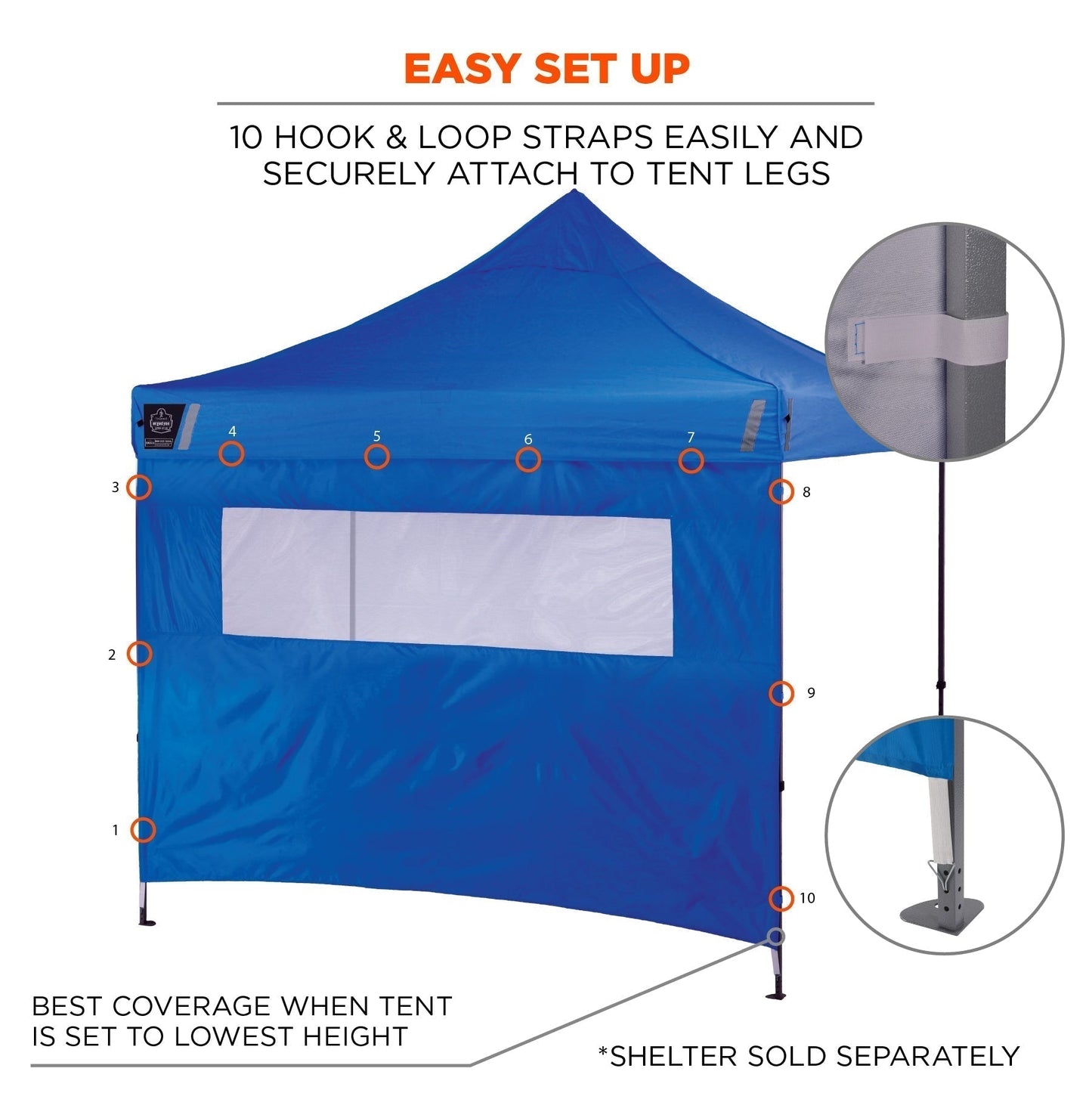 Blue Work Tents - Ergodyne - Heavy-Duty Sidewall