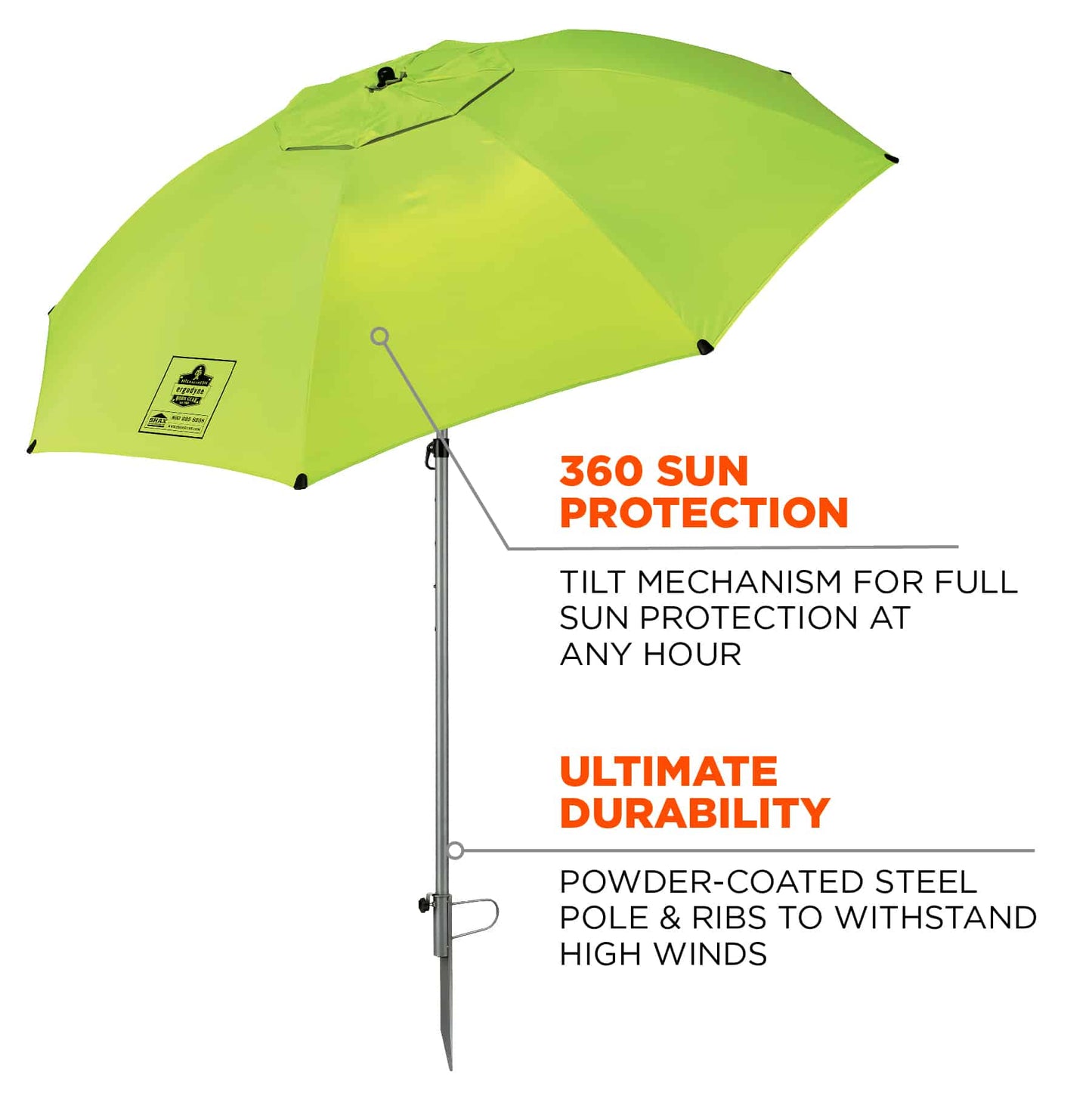 Yellow/Lime Work Umbrellas - Ergodyne - Lightweight Canopy