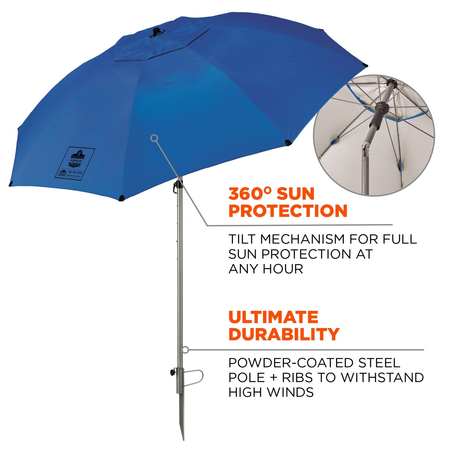 Blue Work Umbrella - Ergodyne - Lightweight Canopy