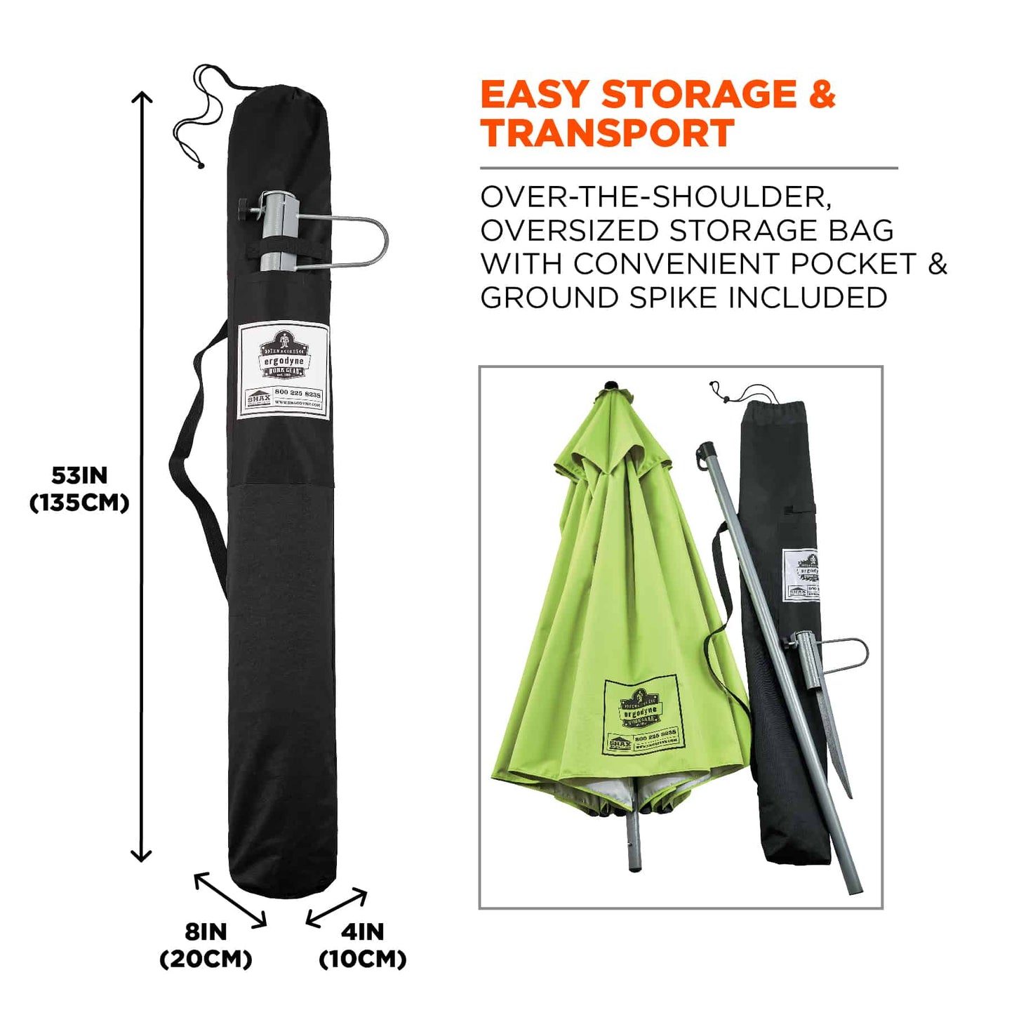 Yellow/Lime Work Umbrellas - Ergodyne - Lightweight Canopy