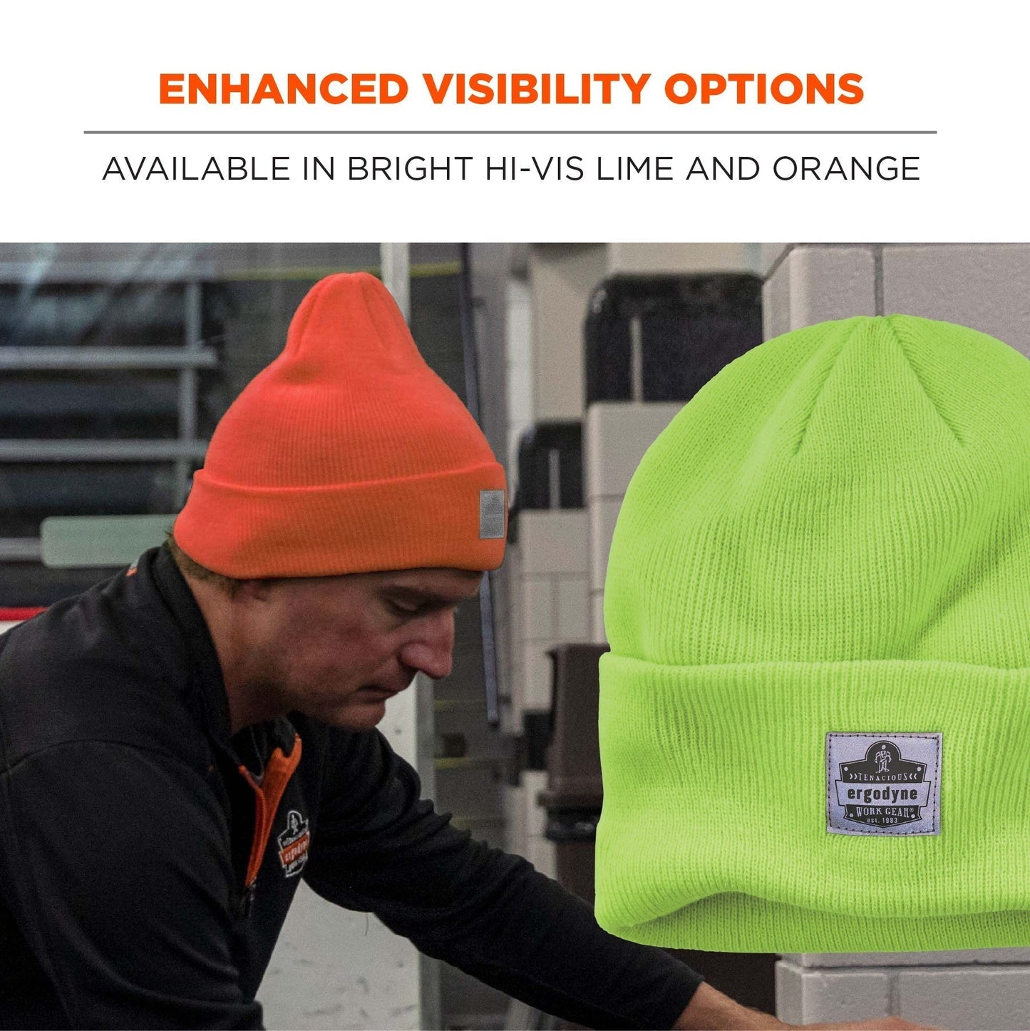 Black Knit Caps - Ergodyne - Warm Cuffed Beanie - Stylish Fit