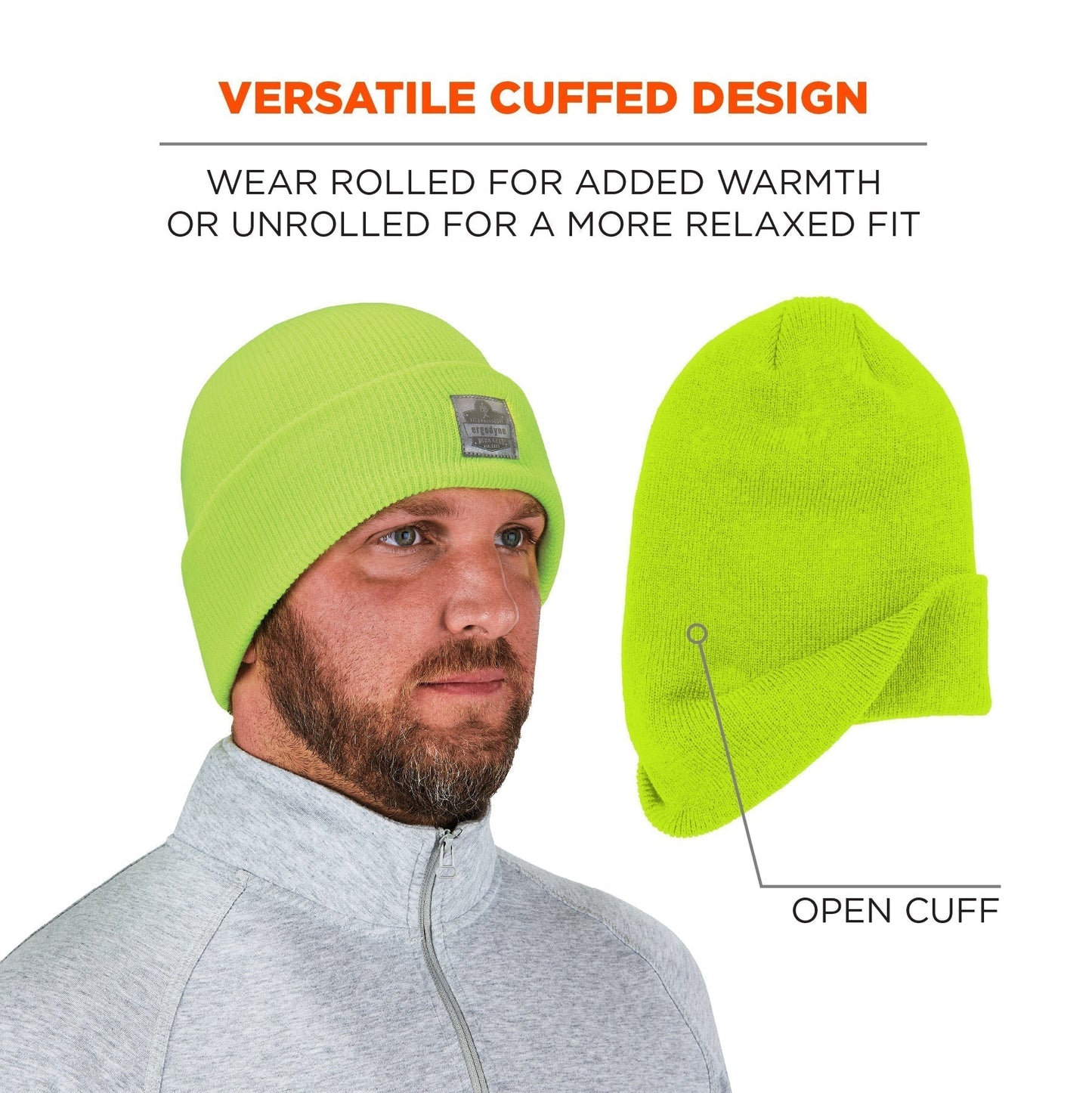 Black Knit Caps - Ergodyne - Warm Cuffed Beanie - Stylish Fit
