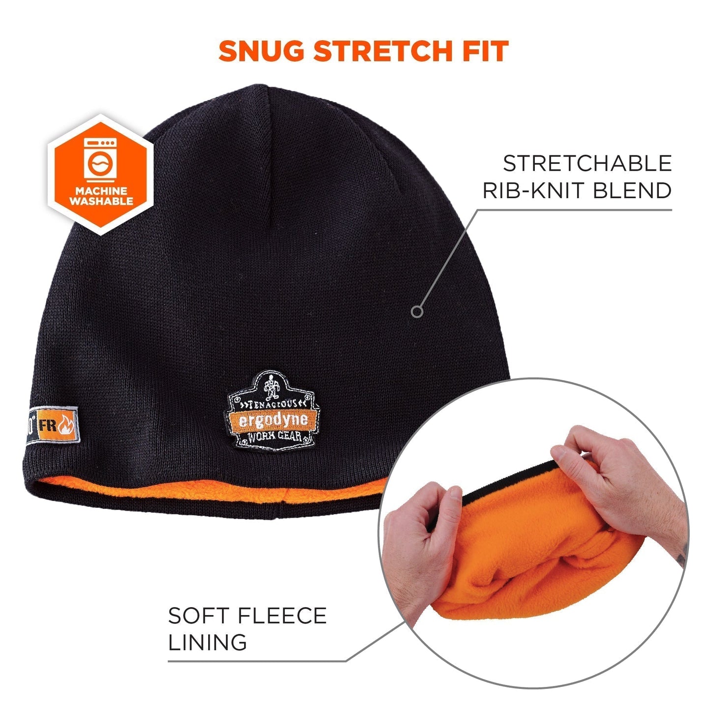 Black Knit Cap - Ergodyne - Cozy Modacrylic Fabric