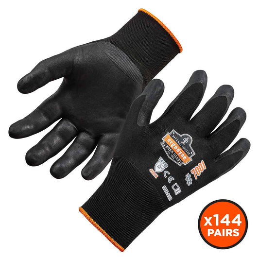 Black String Knit Gloves - Ergodyne - Nitrile Coated