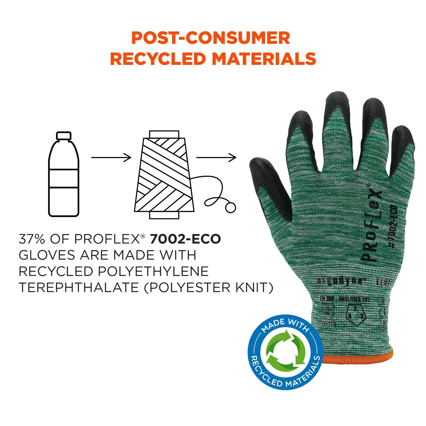 Green String Knit Gloves - Ergodyne - Recycled PU