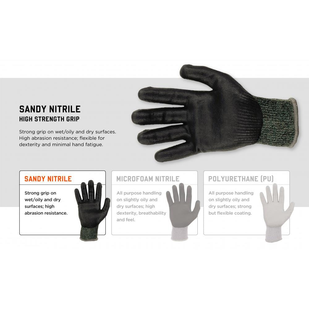 Green String Knit Gloves - Ergodyne - Nitrile Coated