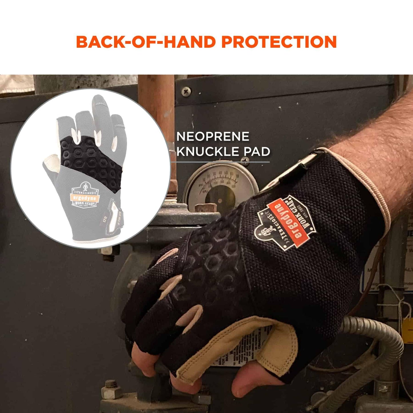 Black Performance Gloves - Ergodyne - Heavy-Duty Leather