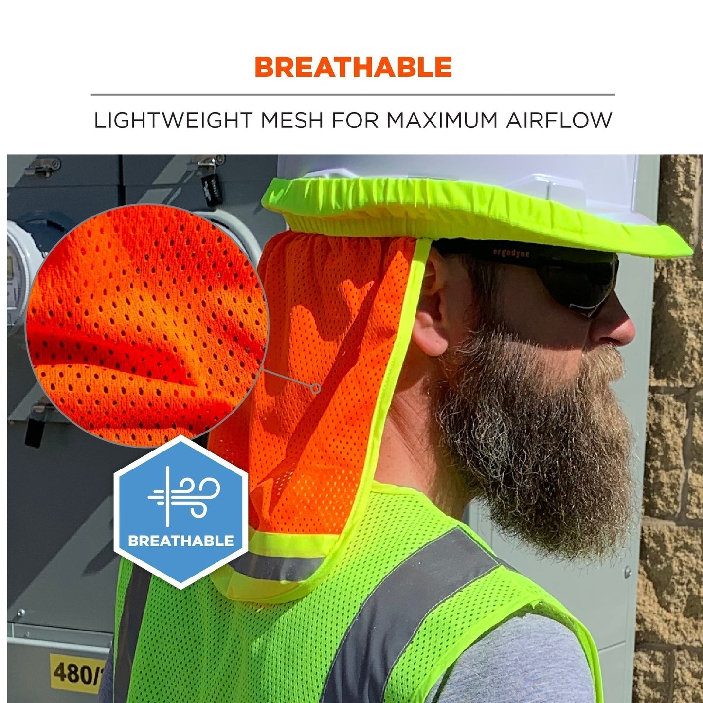 Yellow/Lime Hard Hat Shades - Ergodyne - Hi-Vis Mesh