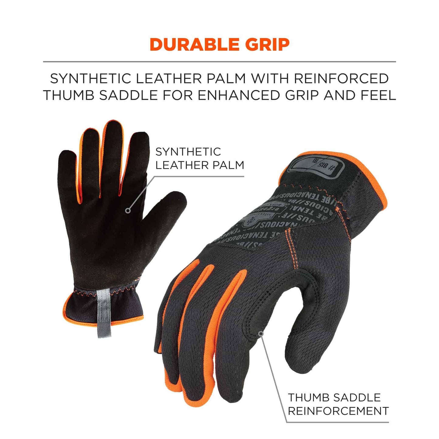 Black Performance Gloves - Ergodyne - QuickCuff Utility