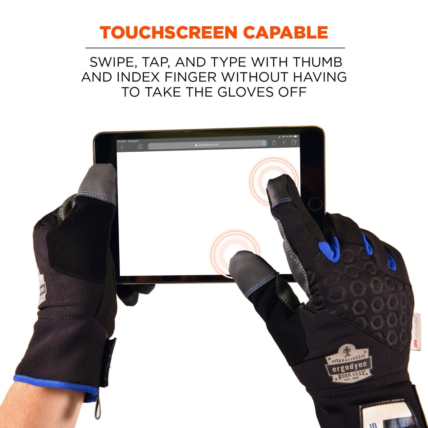 Black Thermal Gloves - Ergodyne - Reinforced Utility