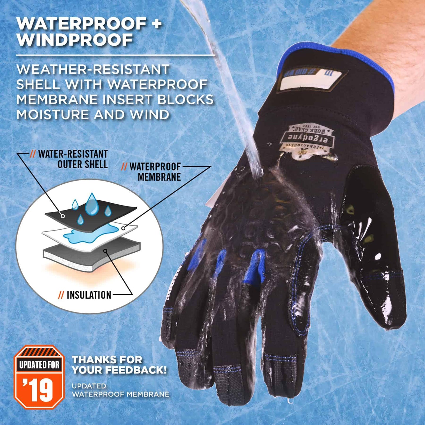 Black Thermal Gloves - Ergodyne - Waterproof Utility