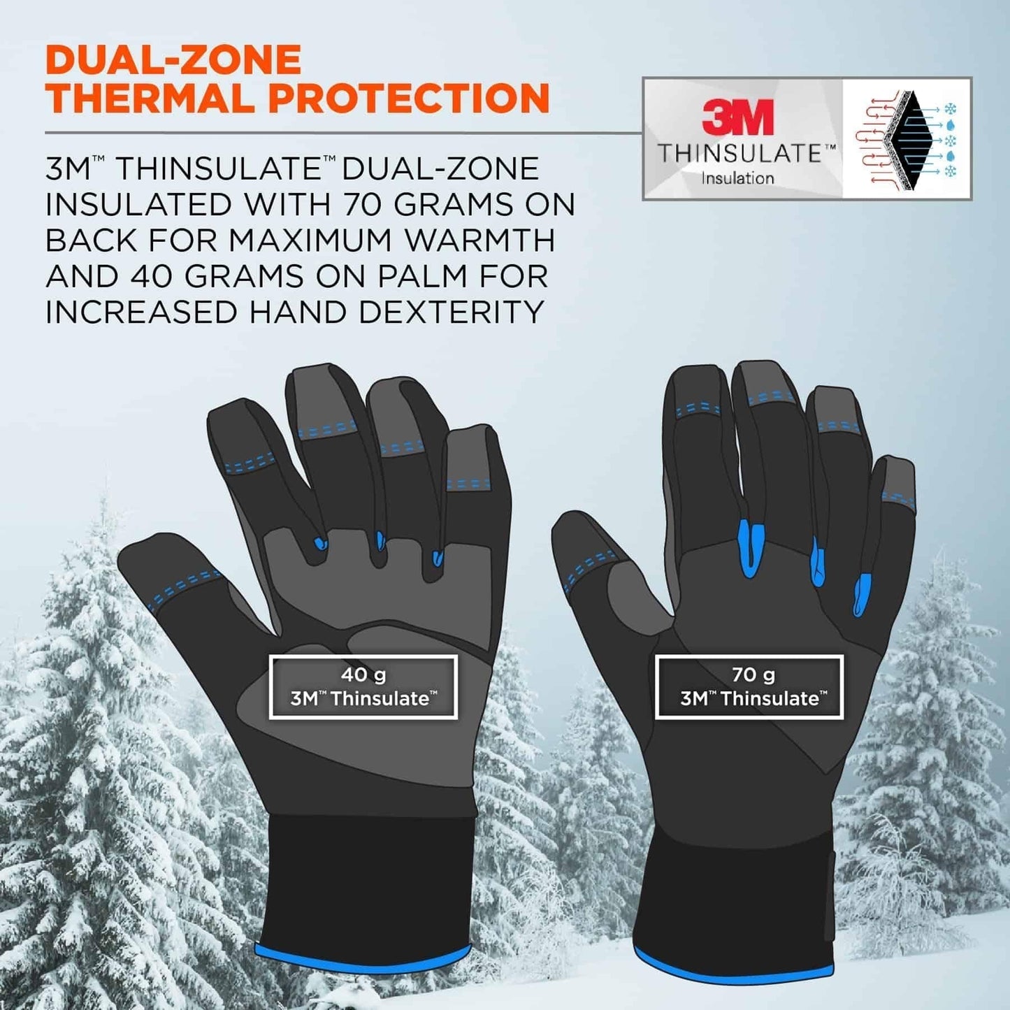 Black Thermal Gloves - Ergodyne - Waterproof Utility
