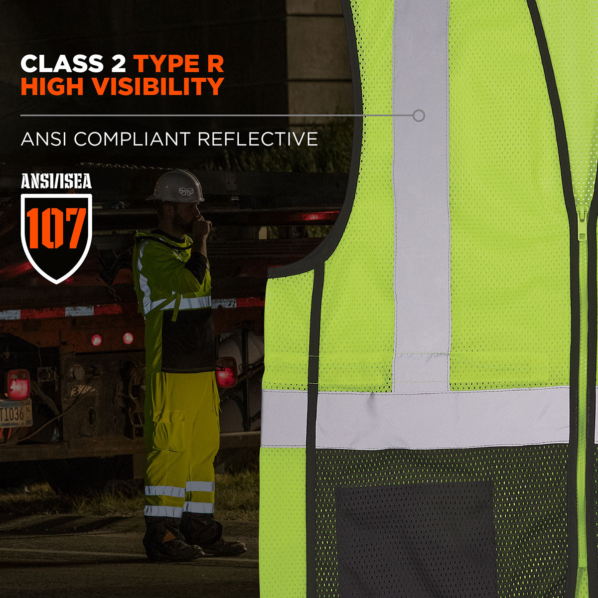 Lime Safety Vest - Ergodyne - Reflective Mesh Design