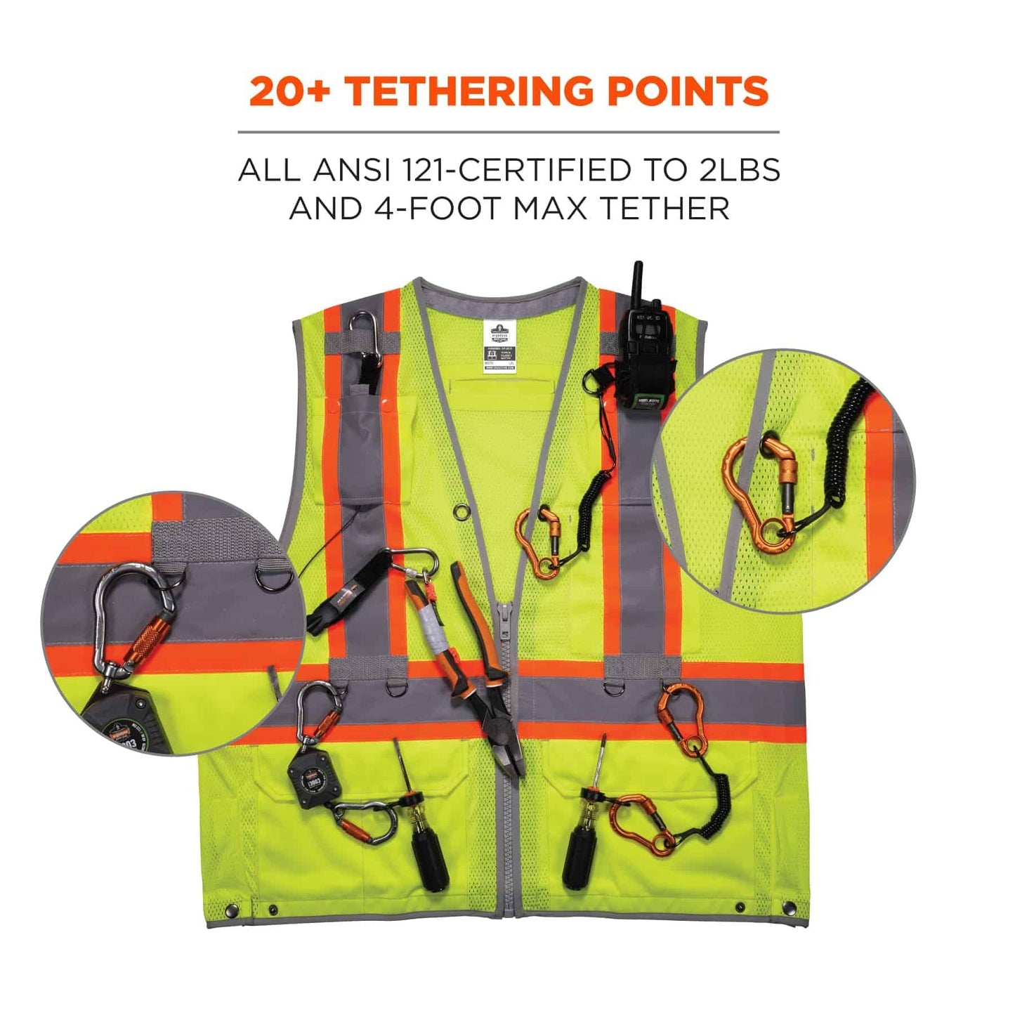 Yellow/Lime Safety Vest - Ergodyne - Hi-Vis Durable