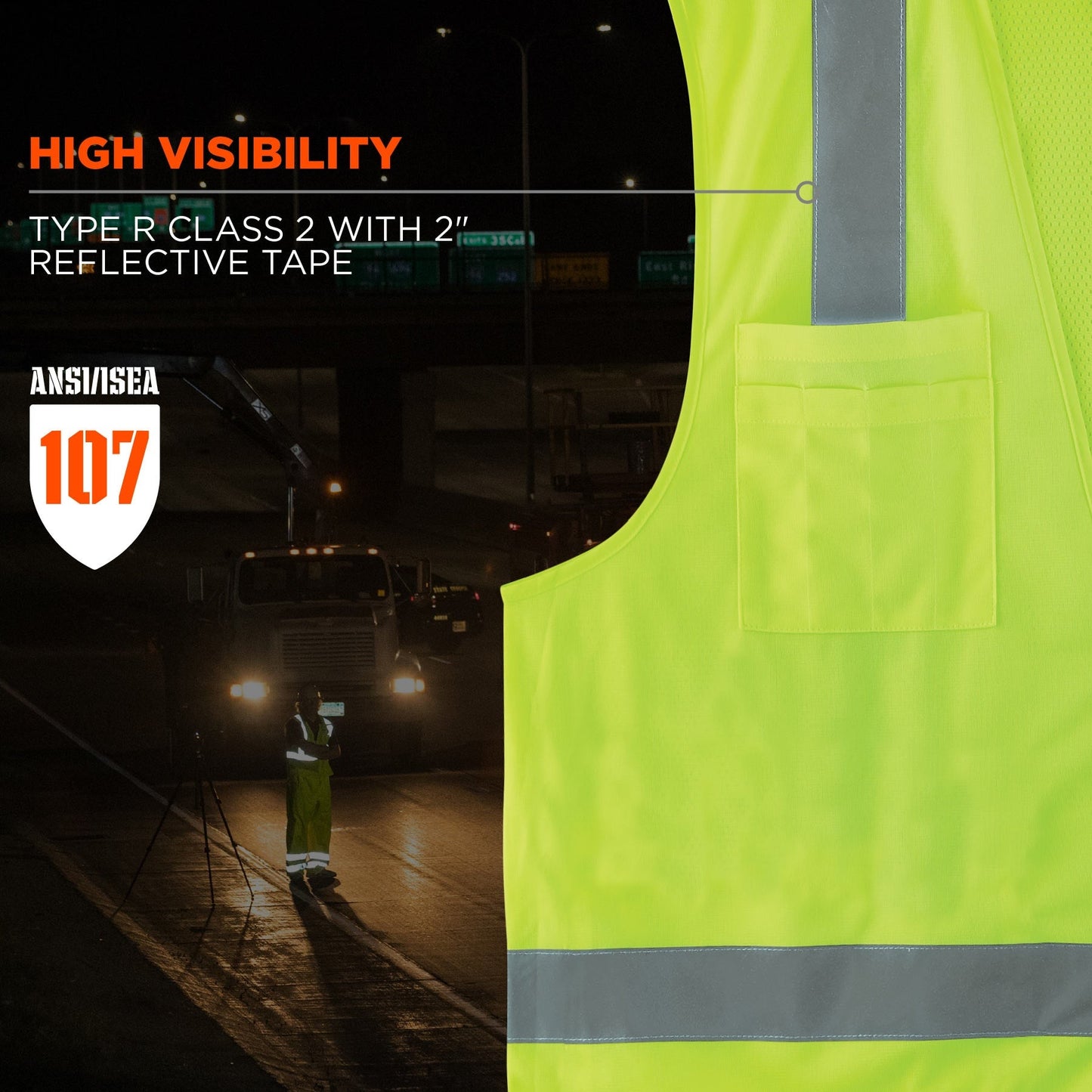 Yellow/Lime Safety Vest - Ergodyne - Hi-Visibility