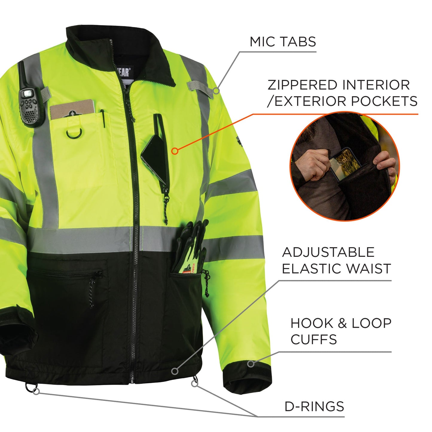 Yellow/Lime Safety Jacket - Ergodyne - Lightweight Windbreaker
