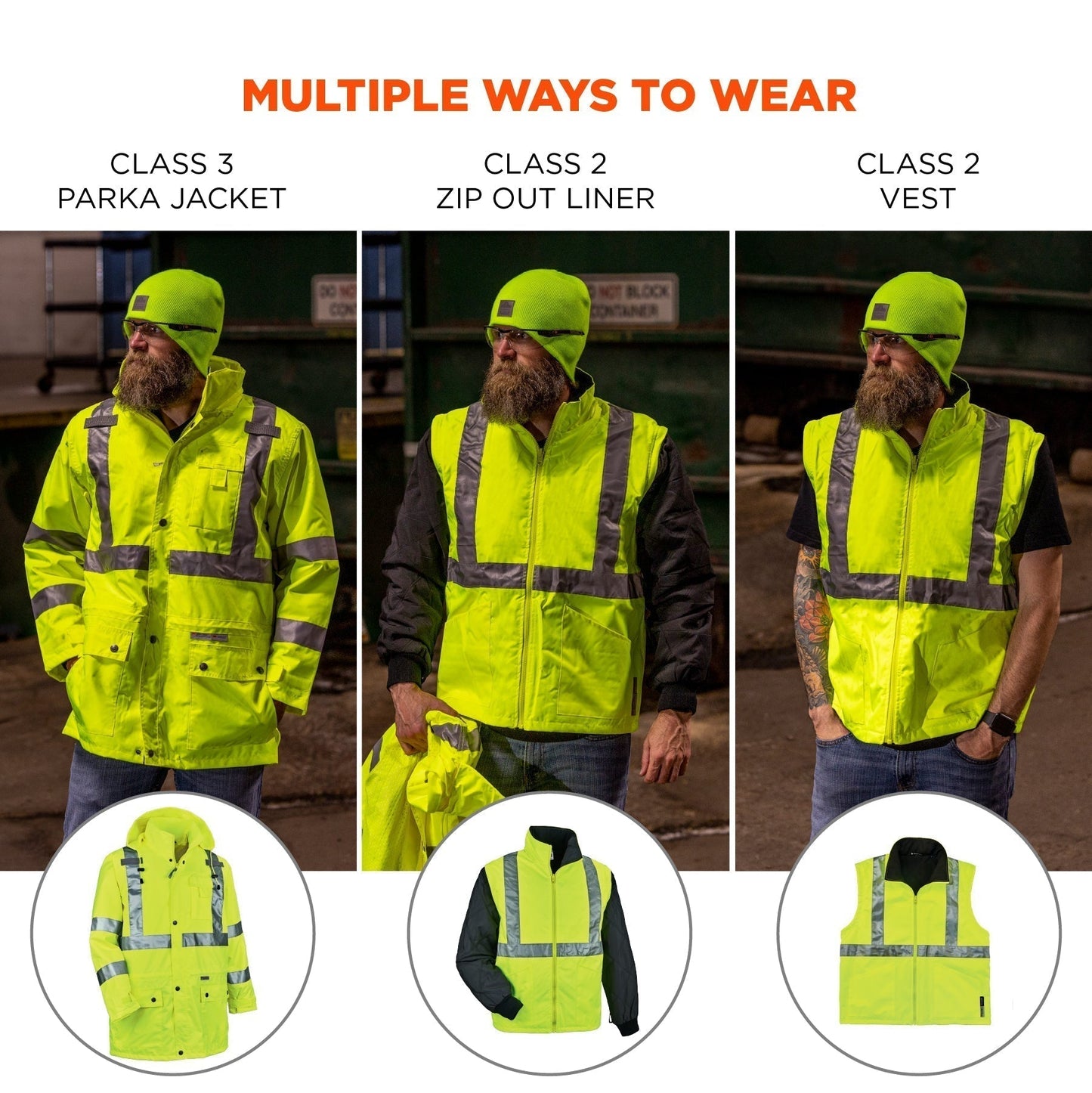 Yellow/Lime Safety Jackets - Ergodyne - Versatile Design