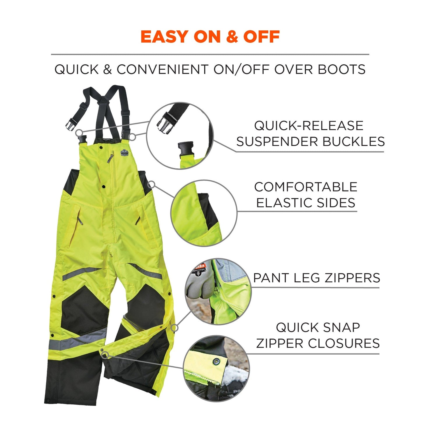 Yellow/Lime Insulated Bib Overalls - Ergodyne - Durable Design