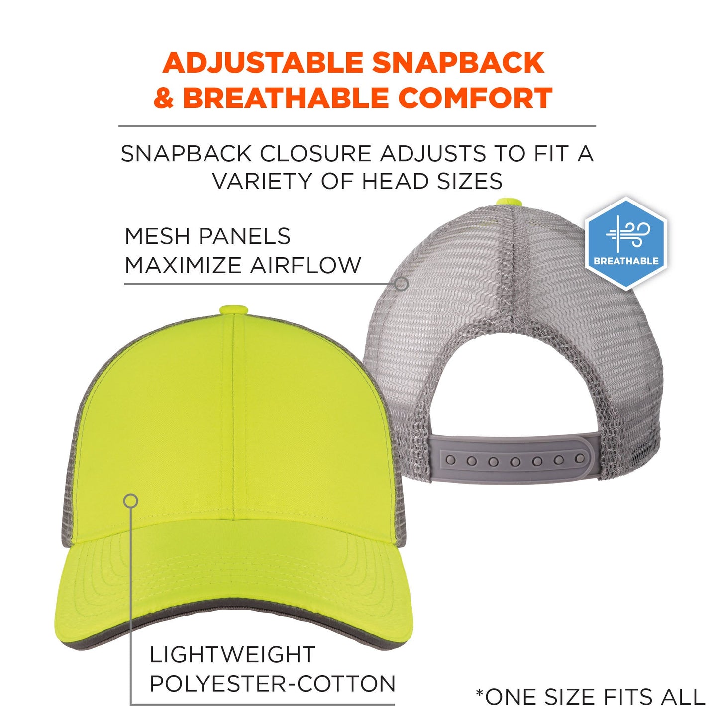 Hi-Vis Lime Snapback Cap - Ergodyne - Reflective Design