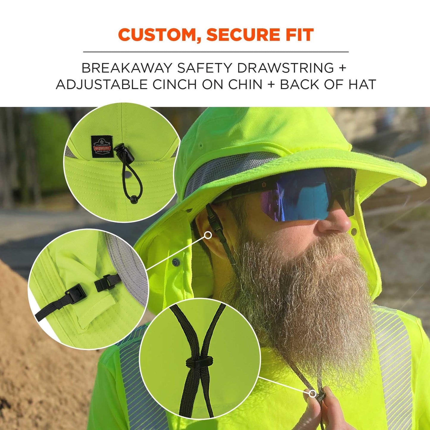 Yellow/Lime Ranger Hats - Ergodyne - Neck Shade Adjustable