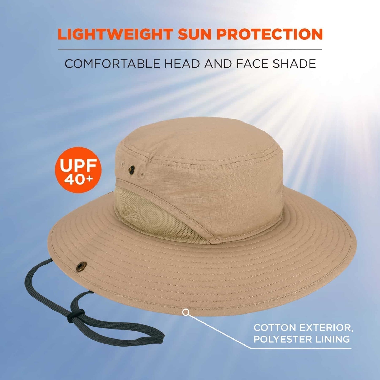 Khaki Ranger Hat - Ergodyne - Lightweight Mesh Design