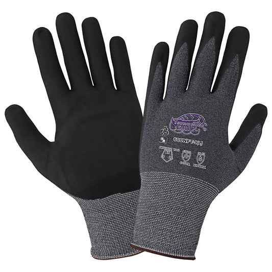 Black/Gray String Knit Gloves - Global Glove - Nitrile Coated