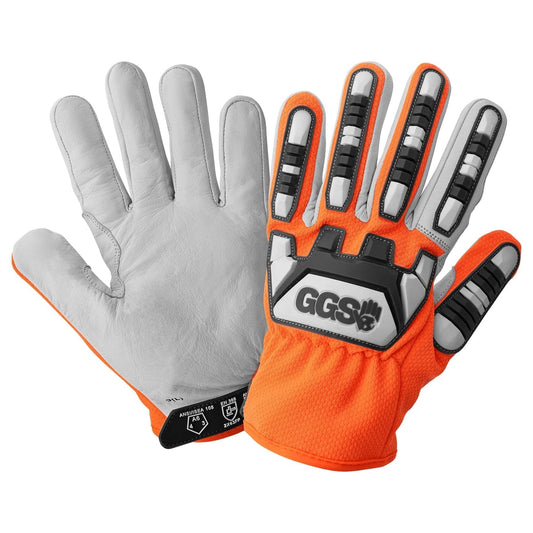White/Orange Leather Gloves - Global Glove - Durable Design