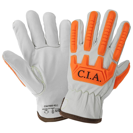 White Leather Gloves - Global Glove - High-Visibility Design