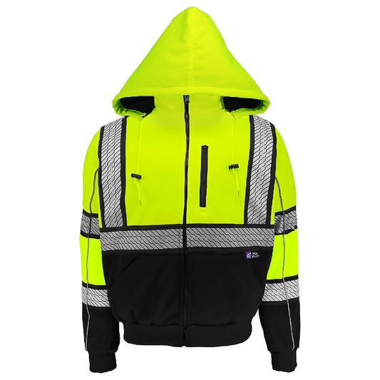 Yellow/Lime Safety Sweatshirt - Global Glove - Fleece Comfort