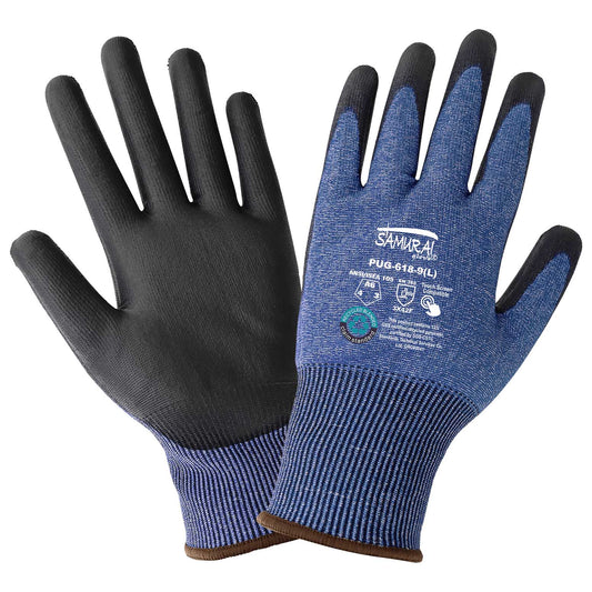 Blue String Knit Gloves - Global Glove - Cut Resistant