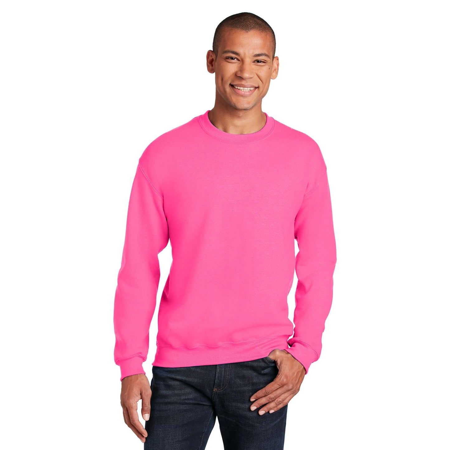 Safety Pink Sweatshirt - Gildan - Cozy Blend