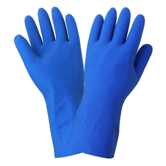 Blue Rubber Gloves - Global Glove - Diamond Finish