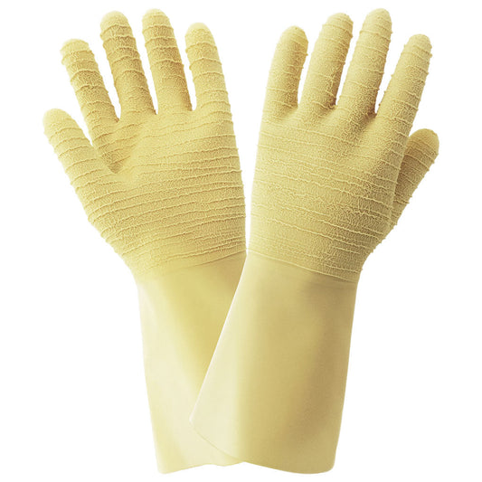 Yellow Rubber Gloves - Global Glove - Wrinkle Patterned