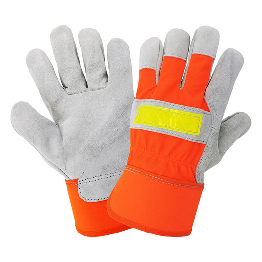 Orange Leather Gloves - Global Glove - High Visibility
