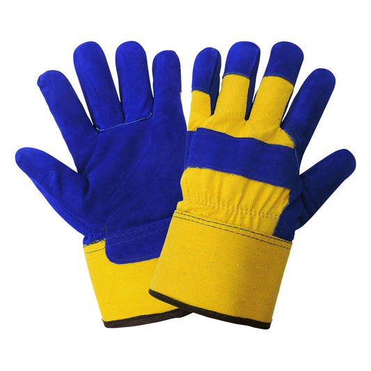 Blue/Yellow Leather Gloves - Global Glove - Insulated Design