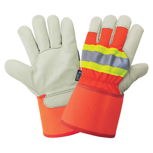 Orange Leather Gloves - Global Glove - Insulated Safety