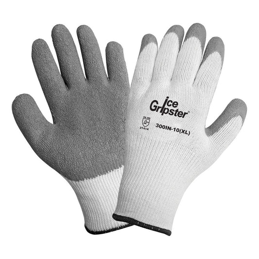Gray String Knit Gloves | Global Glove | 300In Ice Gripster Rubber Dipped Low Temperature