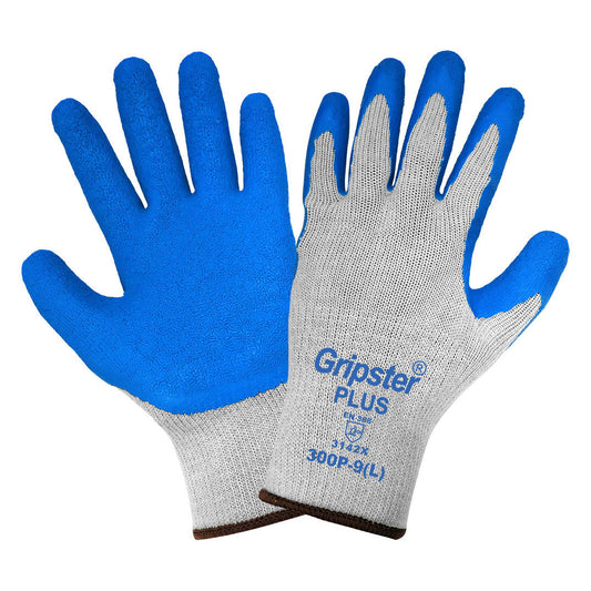 Gray/Blue String Knit Gloves - Global Glove - Enhanced Grip