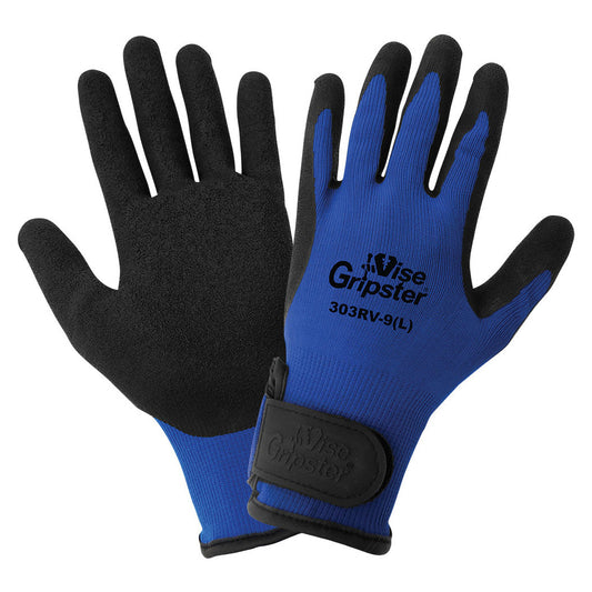 Blue String Knit Gloves - Global Glove - Rubber Palm Dipped