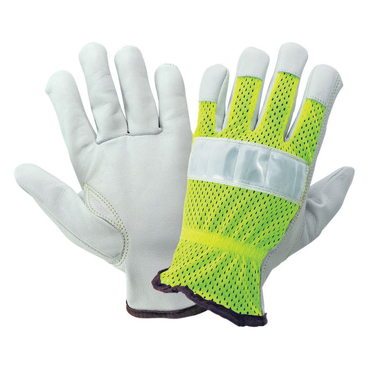 Yellow/Lime Leather Gloves - Global Glove - High-Visibility