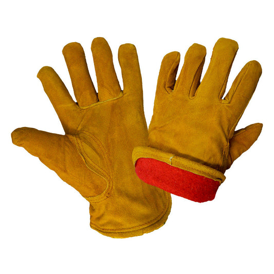 Brown Leather Gloves - Global Glove - Fleece Lined