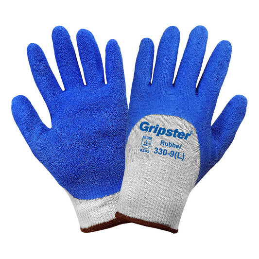 Gray/Blue Knit Gloves - Global Glove - Rubber Coated