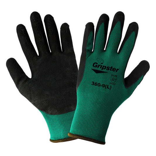 Green/Black String Knit Gloves - Global Glove - 360 Grip