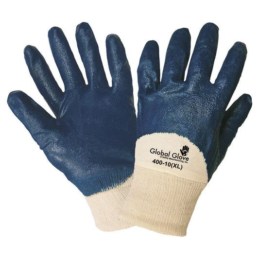 Blue Cotton Gloves - Global Glove - Durable Nitrile Dipped