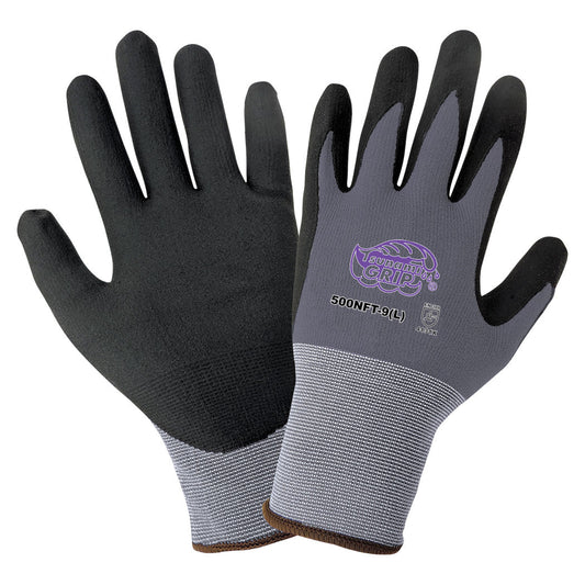 Black/Gray String Knit Gloves - Global Glove - Foam Grip